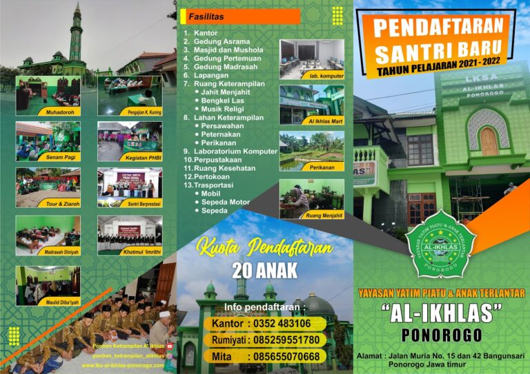 INFORMASI PENDAFTARAN SANTRI BARU 2021 – 2022